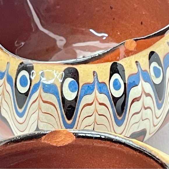 Bulgarian Pottery Pedestal Bowl & 6 Cups - Picture 13 of 13